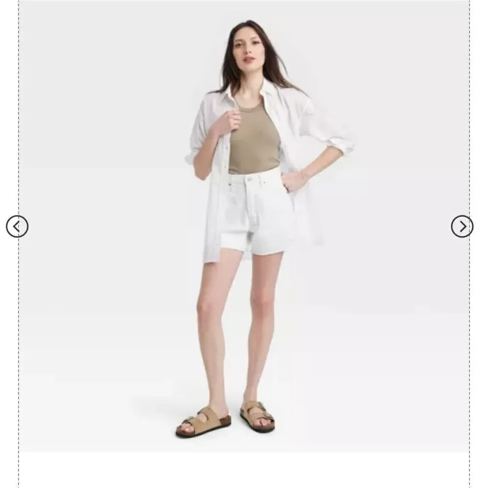 🆕🩳High-Rise Midi Cutoff Jean Shorts from Universal Thread - White